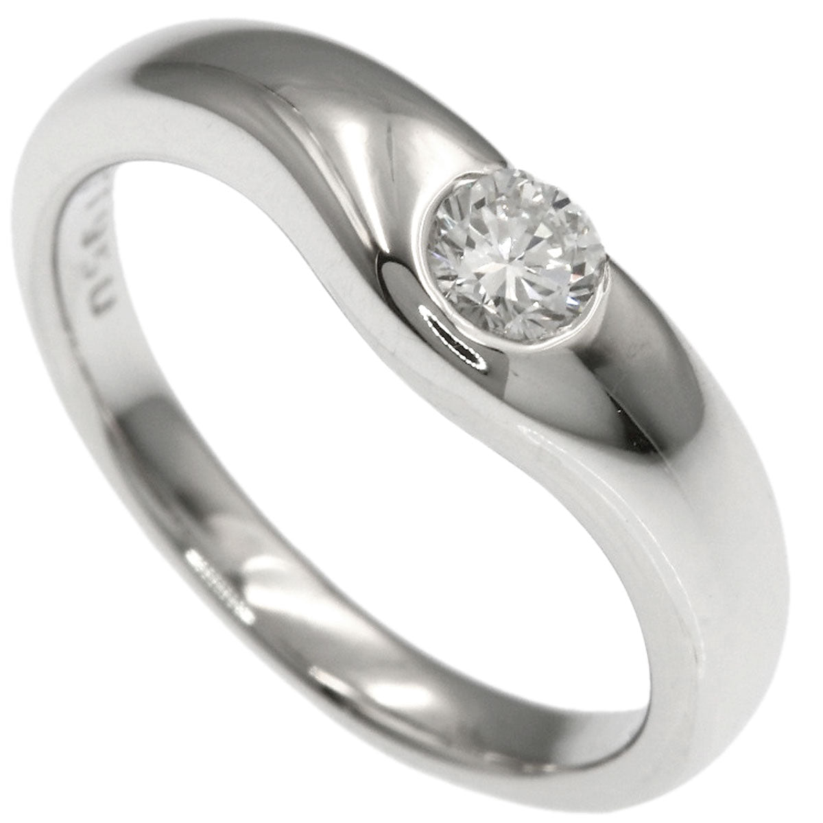 TIFFANY&Co. Elsa Peretti Curved Band 1P Diamond Ring Platinum PT950 Ladies [Used]