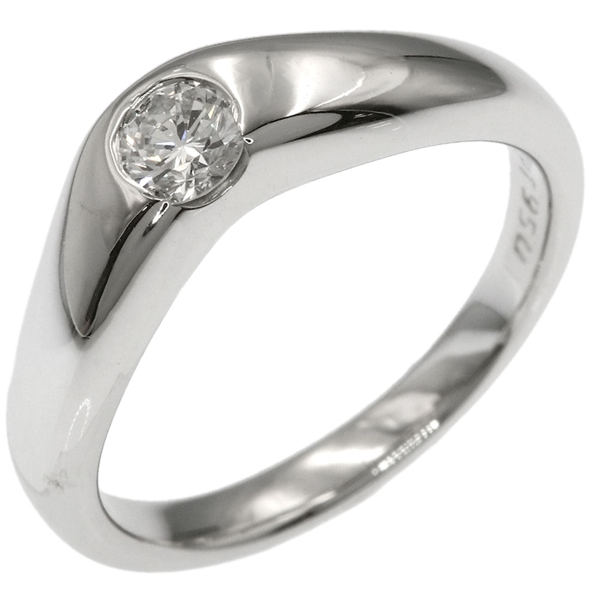 TIFFANY&Co. Elsa Peretti Curved Band 1P Diamond Ring Platinum PT950 Ladies [Used]