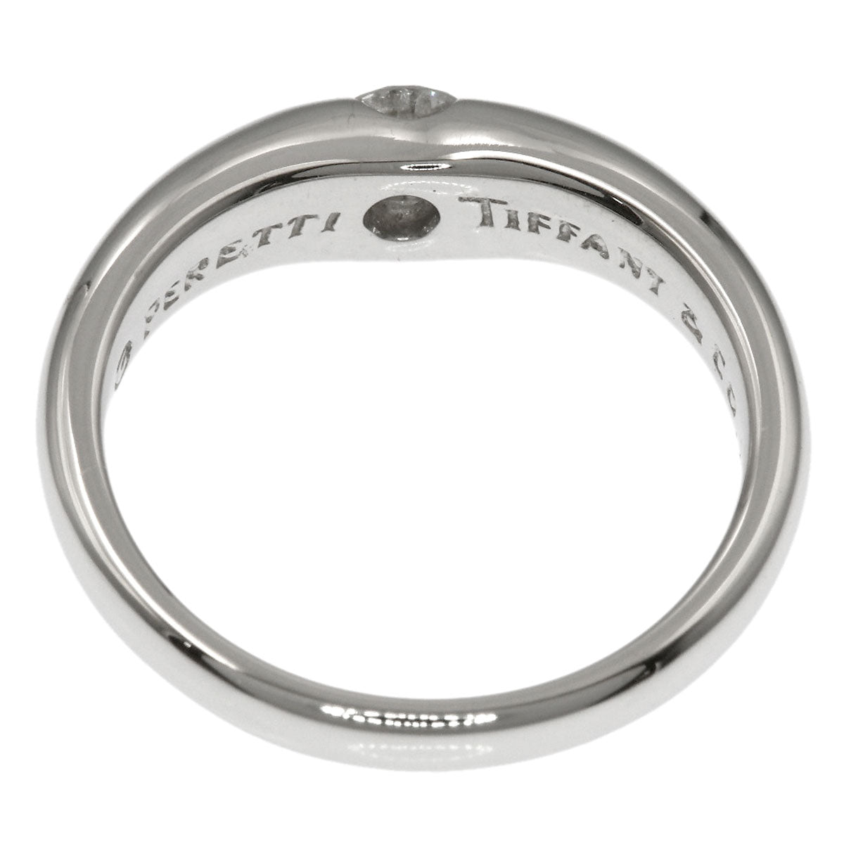 TIFFANY&Co. Elsa Peretti Curved Band 1P Diamond Ring Platinum PT950 Ladies [Used]