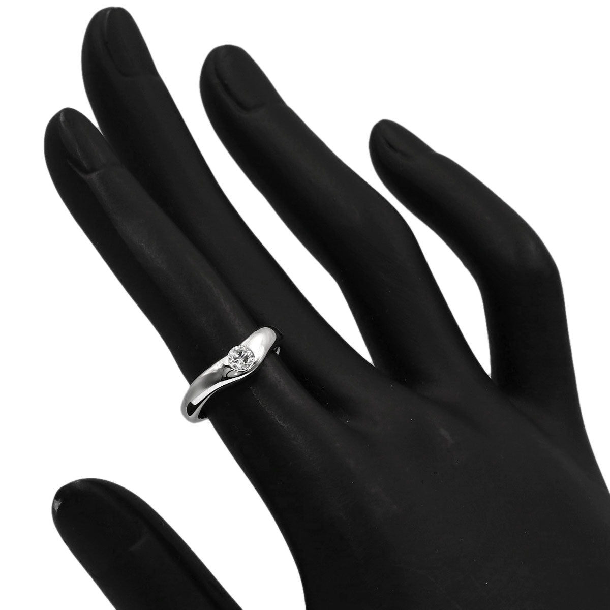 TIFFANY&Co. Elsa Peretti Curved Band 1P Diamond Ring Platinum PT950 Ladies [Used]