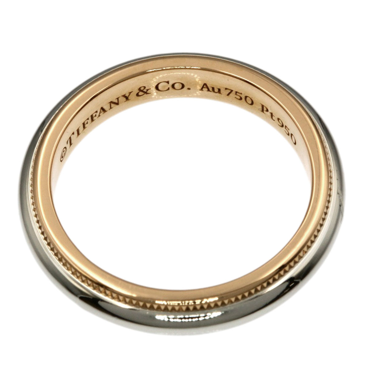 TIFFANY&Co. Milgrain Ring K18 Pink Gold PT950Ladies [Used]