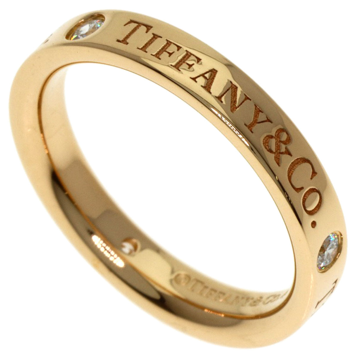 TIFFANY&Co. Flat Band 3P Diamond Ring K18 Yellow Gold Ladies [Used]