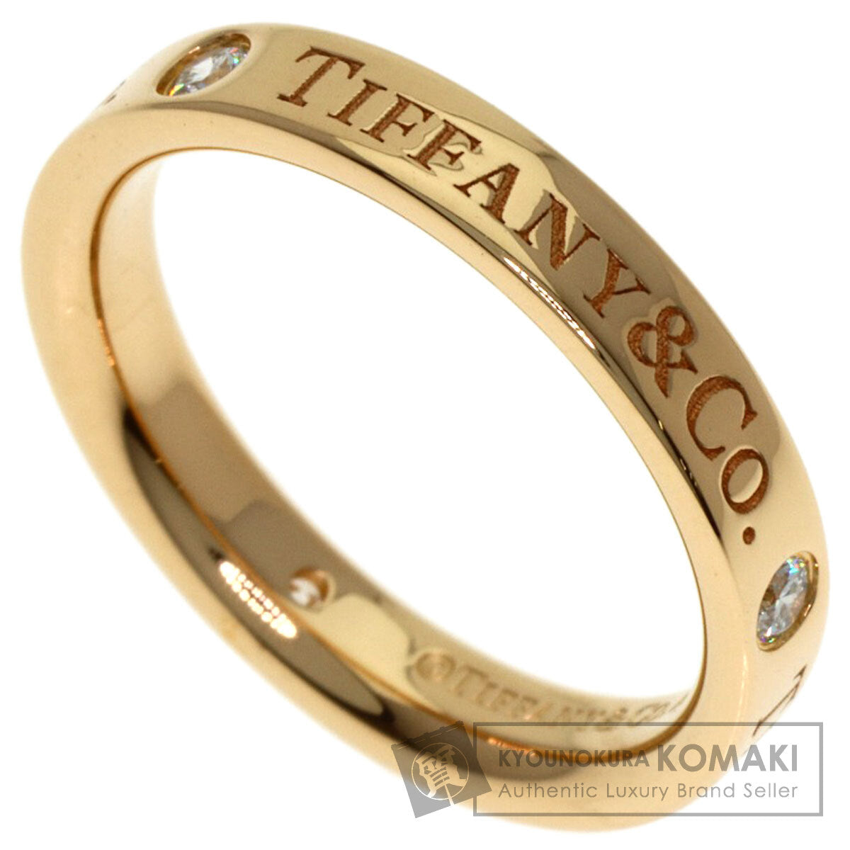 TIFFANY&Co. Flat Band 3P Diamond Ring K18 Yellow Gold Ladies [Used]