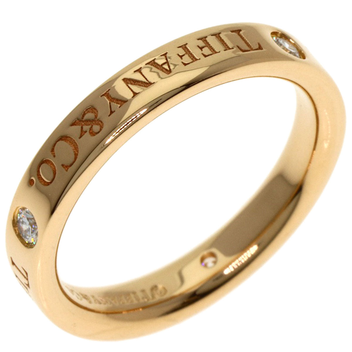 TIFFANY&Co. Flat Band 3P Diamond Ring K18 Yellow Gold Ladies [Used]
