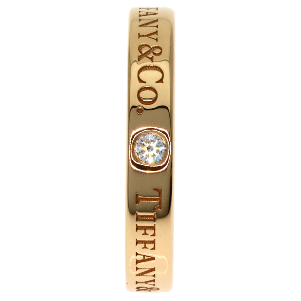 TIFFANY&Co. Flat Band 3P Diamond Ring K18 Yellow Gold Ladies [Used]