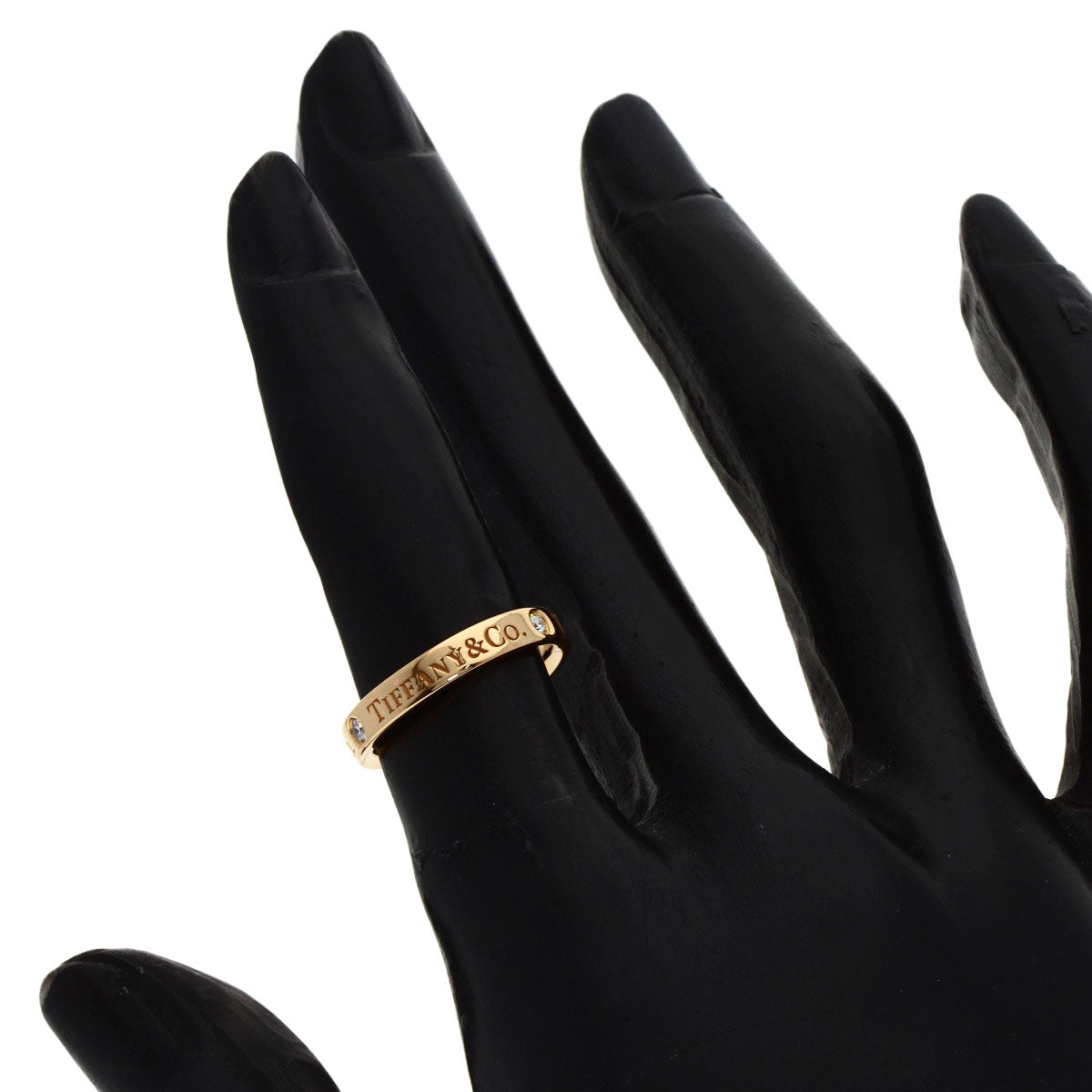 TIFFANY&Co. Flat Band 3P Diamond Ring K18 Yellow Gold Ladies [Used]