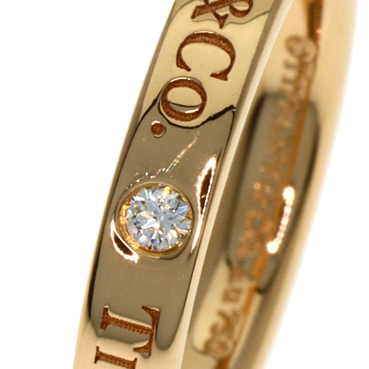 TIFFANY&Co. Flat Band 3P Diamond Ring K18 Yellow Gold Ladies [Used]