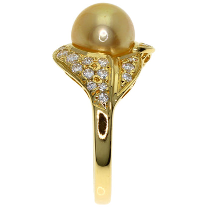 MIKIMOTO Golden Pearl Pearl Diamond Ring K18 Yellow Gold Ladies [Used]