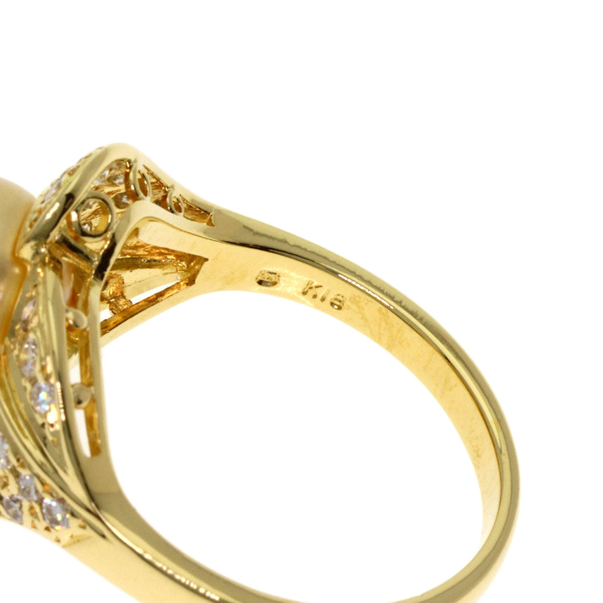 MIKIMOTO Golden Pearl Pearl Diamond Ring K18 Yellow Gold Ladies [Used]