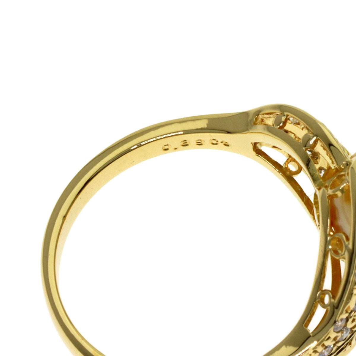 MIKIMOTO Golden Pearl Pearl Diamond Ring K18 Yellow Gold Ladies [Used]