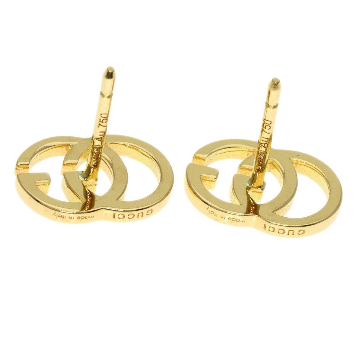 GUCCI Double G studs earring K18 Yellow Gold Ladies [Used]