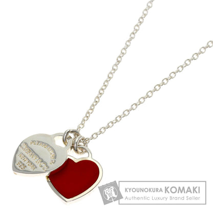 TIFFANY&Co. Double Heart Enamel Necklace Silver Ladies [Used]