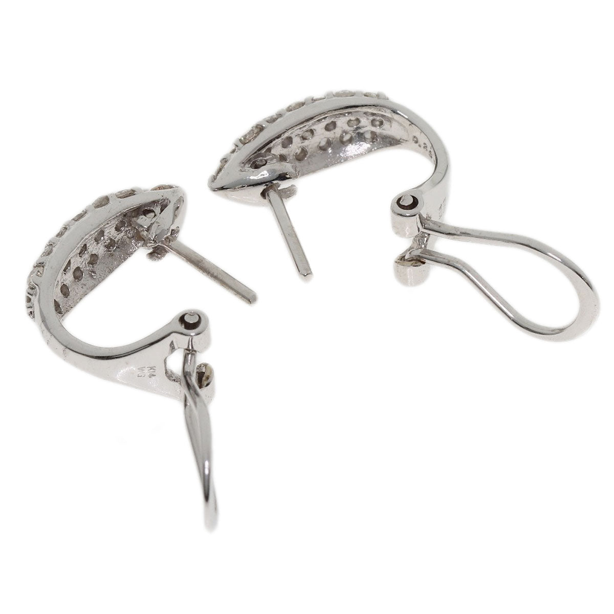 0.236ct Diamond earring 2WAY Earring K14 White Gold 3.6g　Ladies