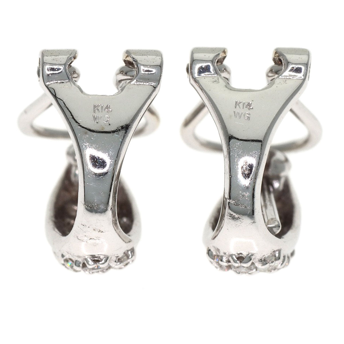 0.236ct Diamond earring 2WAY Earring K14 White Gold 3.6g　Ladies