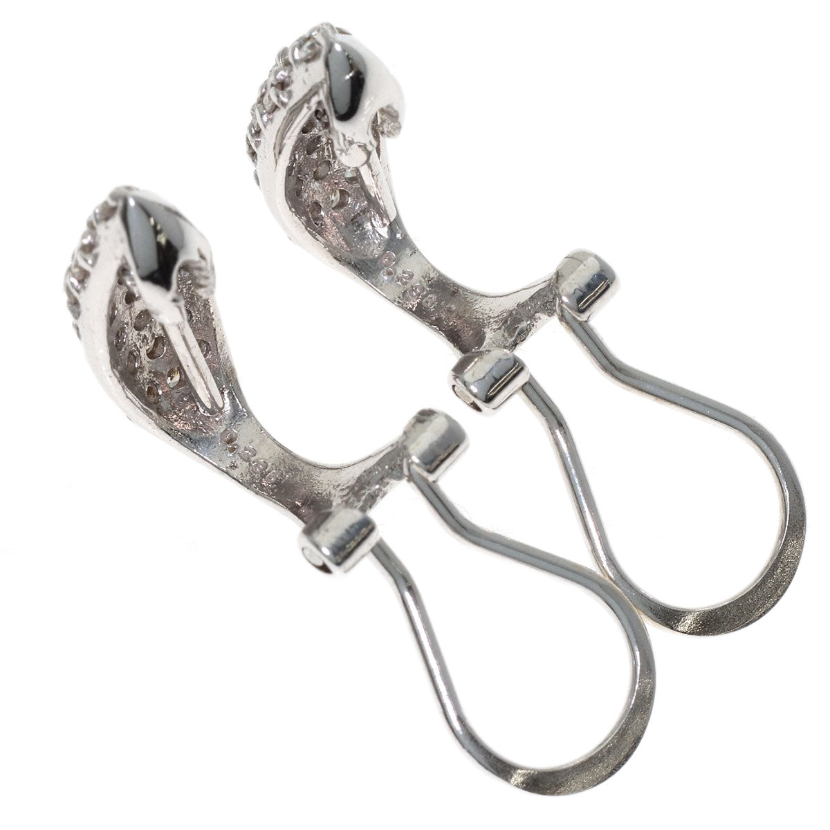 0.236ct Diamond earring 2WAY Earring K14 White Gold 3.6g　Ladies