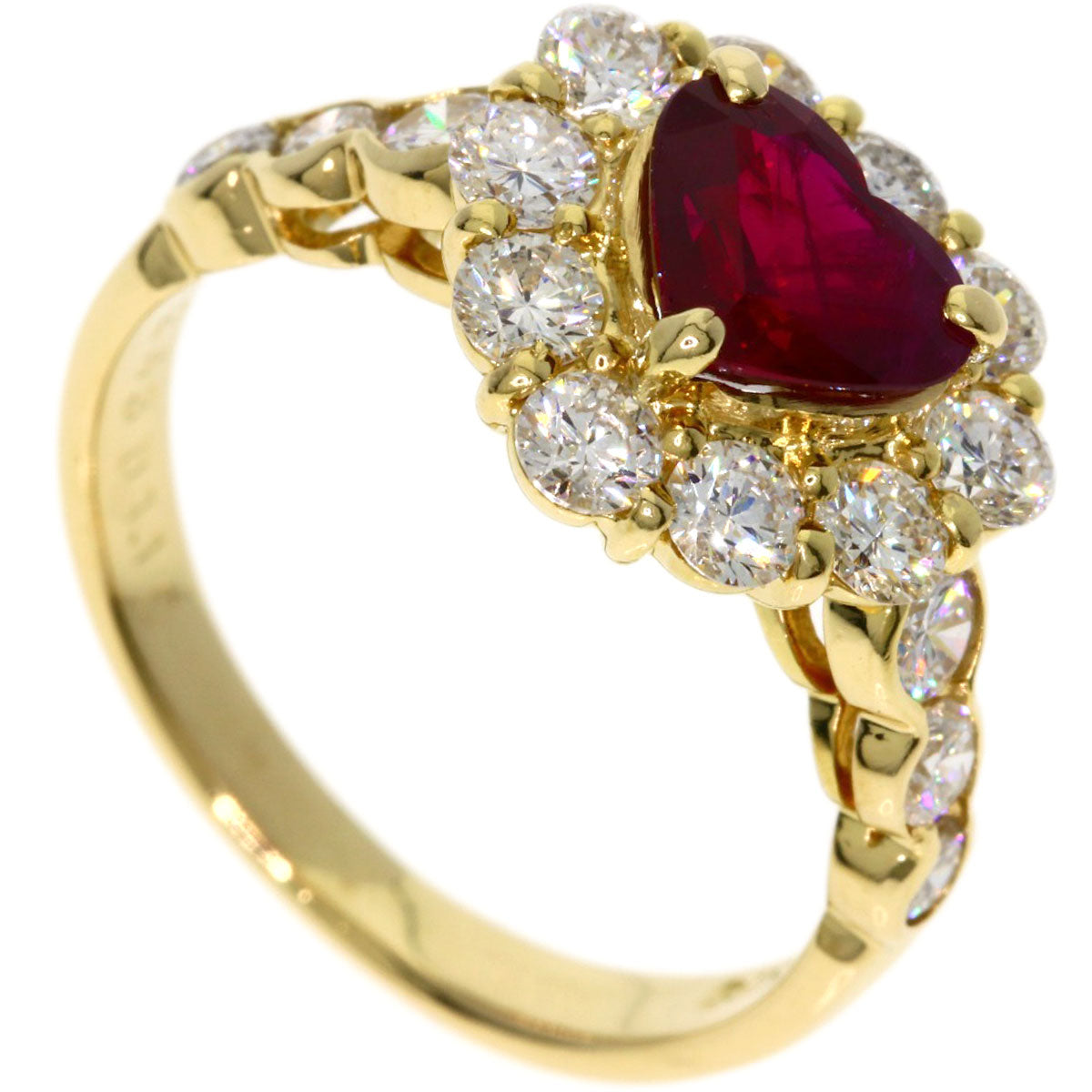1.243ct Ruby Diamond Ring K18 Yellow Gold 4.2g　Ladies