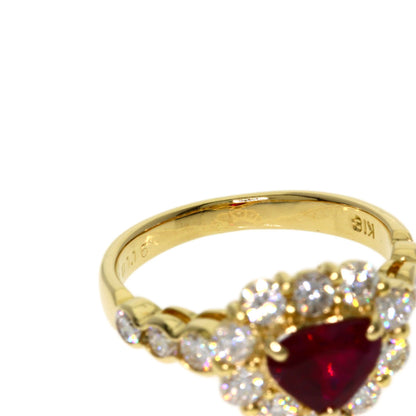 1.243ct Ruby Diamond Ring K18 Yellow Gold 4.2g　Ladies