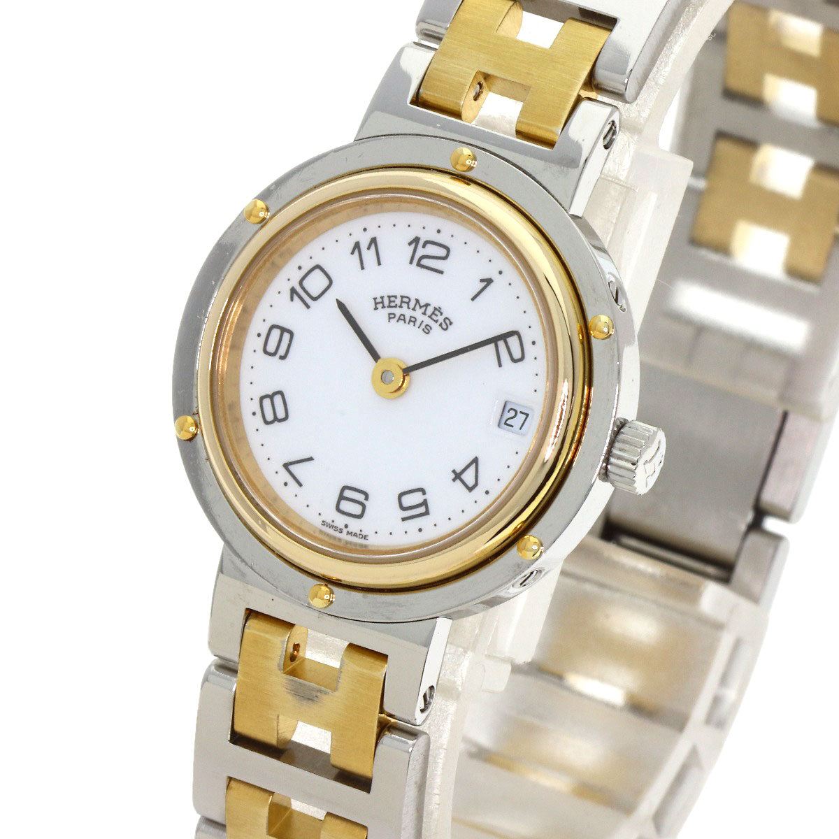 HERMES Clipper Watches Stainless Steel/SSxGP Ladies