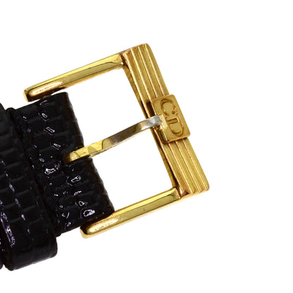 CHRISTIAN DIOR 12P Diamond Watches 59.121.2 Gold Plated/Leather Ladies