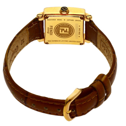 FENDI Quadromini Watches 60500L Gold Plated/Leather Ladies