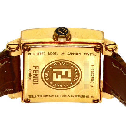 FENDI Quadromini Watches 60500L Gold Plated/Leather Ladies