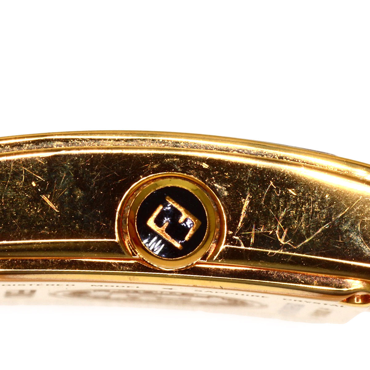 FENDI Quadromini Watches 60500L Gold Plated/Leather Ladies