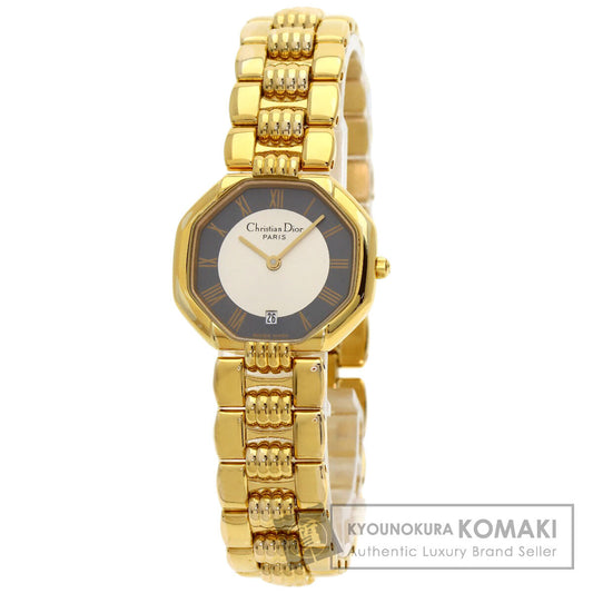 CHRISTIAN DIOR Octagon Watches D48-153 Gold Plated/Gold Plated Ladies