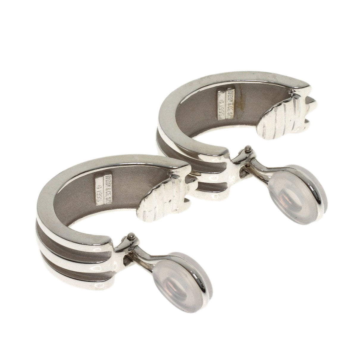 TIFFANY&Co. Grooved double line Earring Silver Ladies [Used]