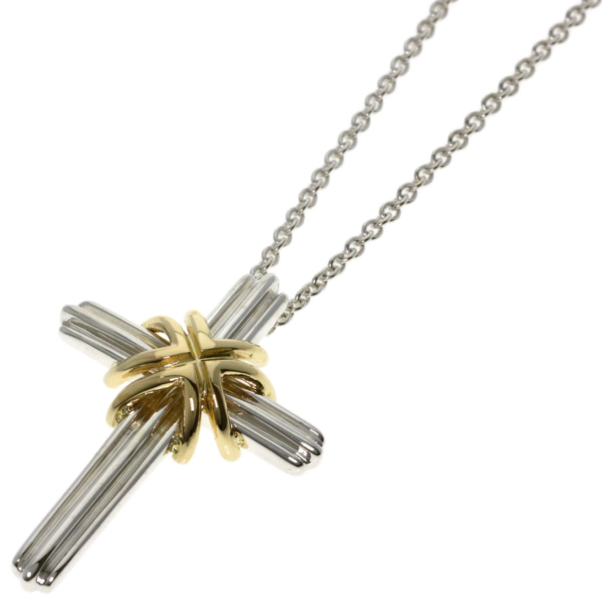 TIFFANY&Co. Signature cross Necklace Silver 18K Yellow GoldLadies [Used]
