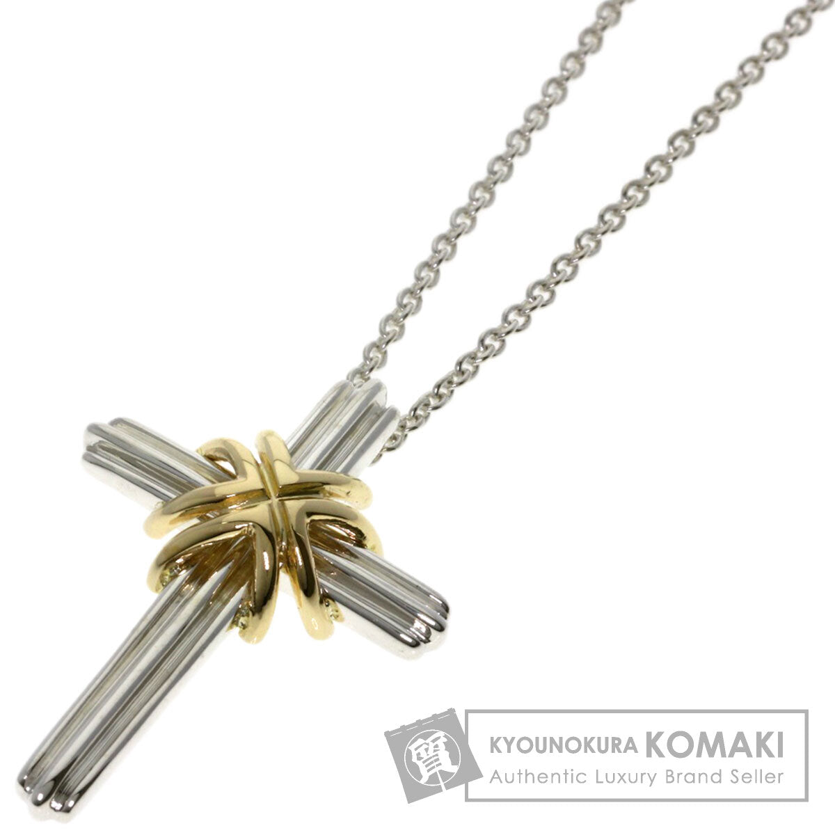TIFFANY&Co. Signature cross Necklace Silver 18K Yellow GoldLadies [Used]