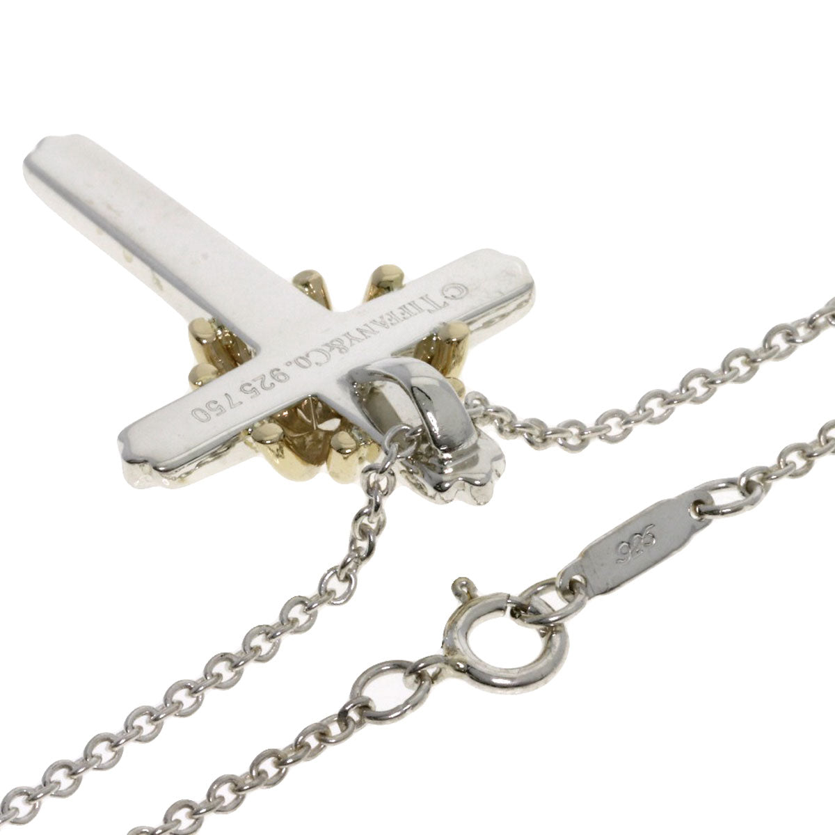TIFFANY&Co. Signature cross Necklace Silver 18K Yellow GoldLadies [Used]