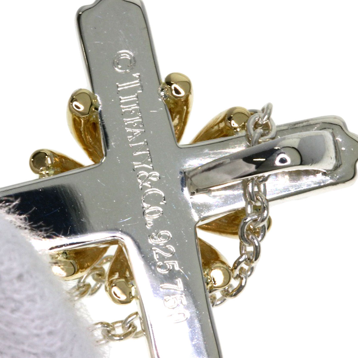 TIFFANY&Co. Signature cross Necklace Silver 18K Yellow GoldLadies [Used]