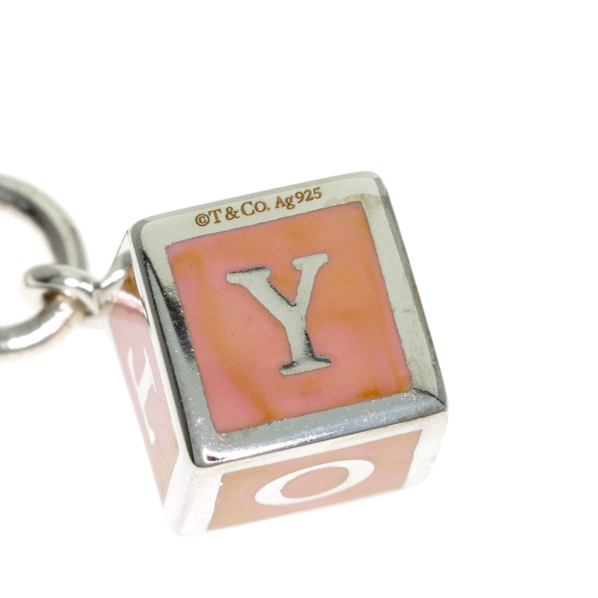 TIFFANY&Co. Logo Cube Enamel Necklace Silver Ladies [Used]