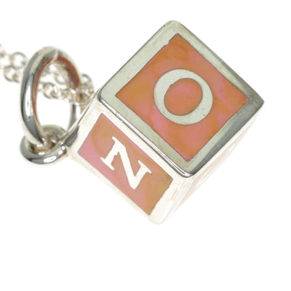 TIFFANY&Co. Logo Cube Enamel Necklace Silver Ladies [Used]