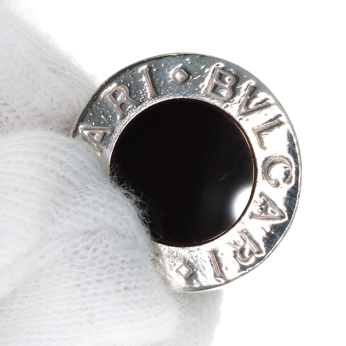 BVLGARI BVLGARI BVLGARI Onyx key ring Silver Ladies [Used]