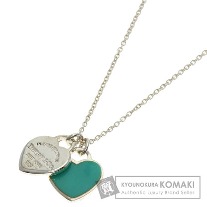 TIFFANY&Co. Double Heart Enamel Necklace Silver Ladies [Used]