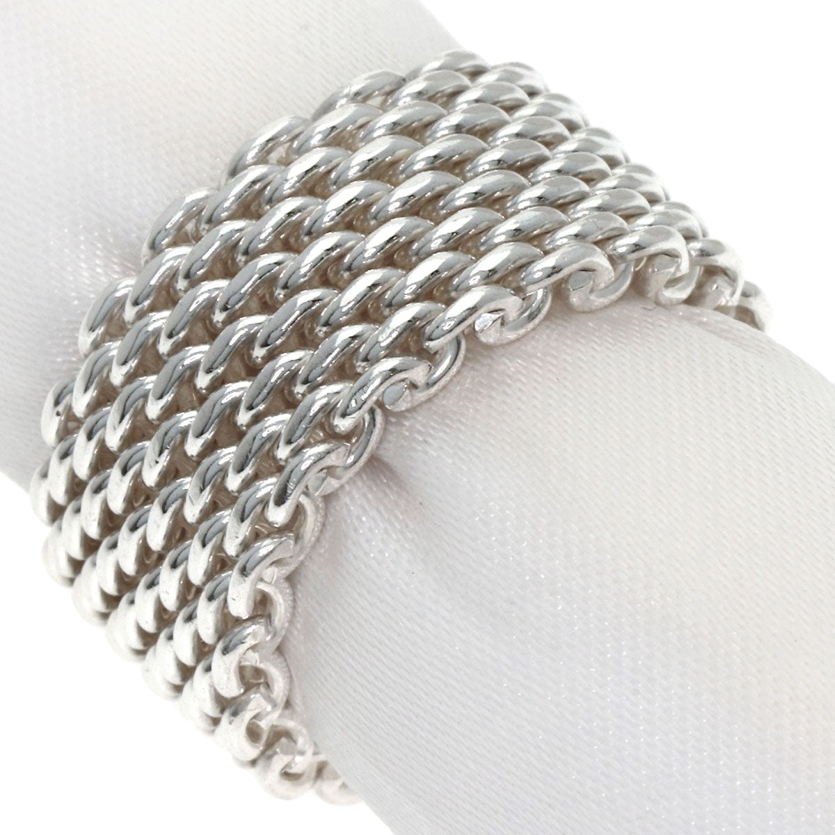 TIFFANY&Co. Somerset mesh Ring Silver Ladies [Used]