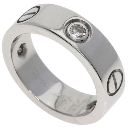 CARTIER love ring half diamond # 49 Ring K18 White Gold Ladies [Used]
