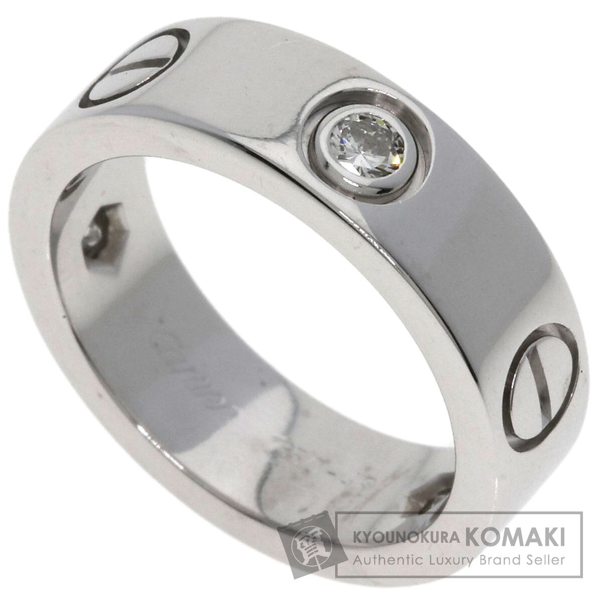 CARTIER love ring half diamond # 49 Ring K18 White Gold Ladies [Used]