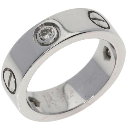 CARTIER love ring half diamond # 49 Ring K18 White Gold Ladies [Used]
