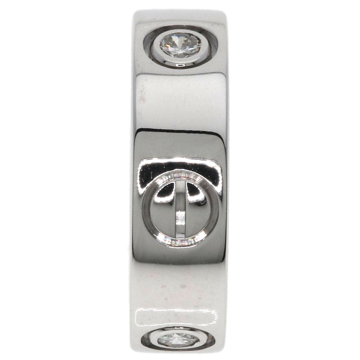 CARTIER love ring half diamond # 49 Ring K18 White Gold Ladies [Used]