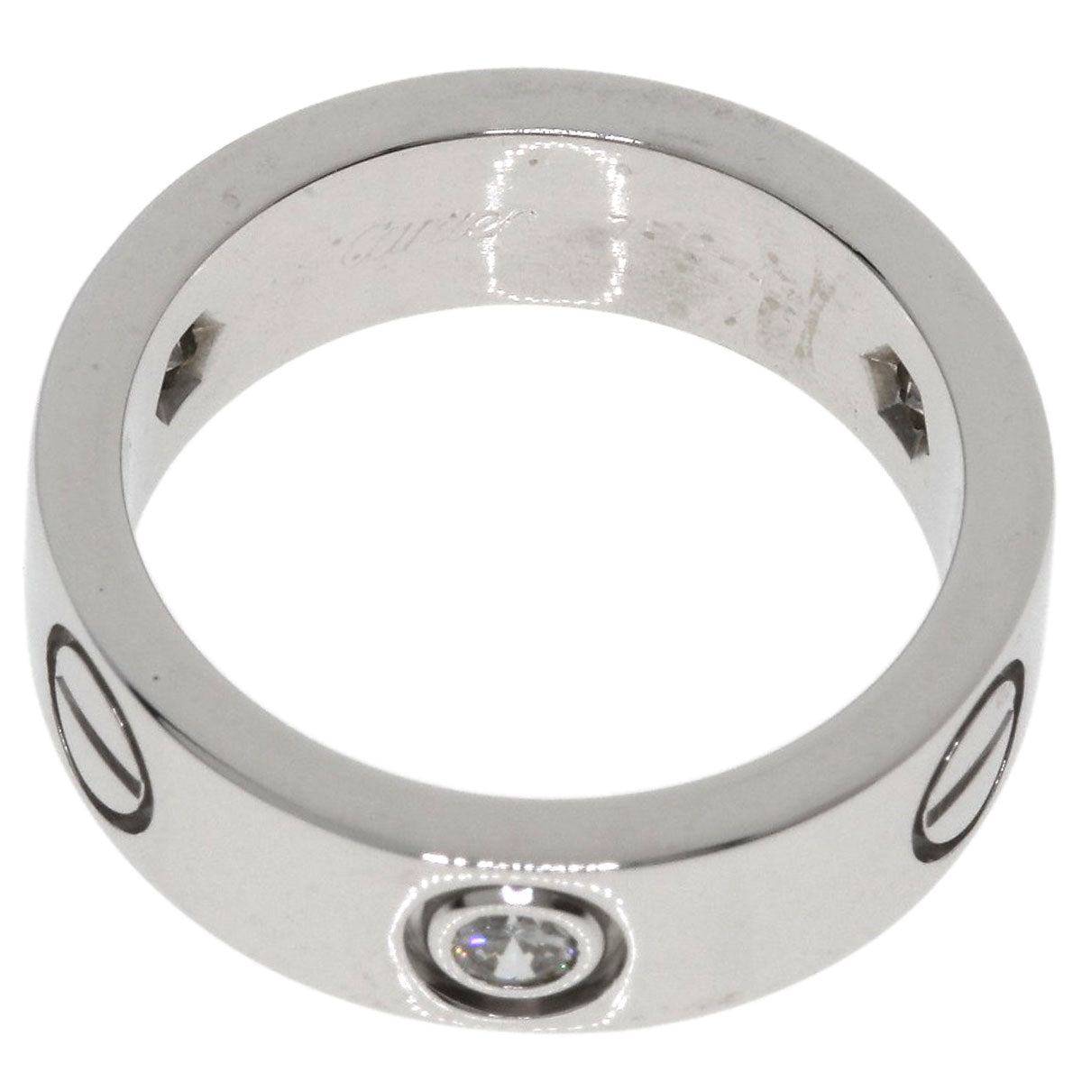 CARTIER love ring half diamond # 49 Ring K18 White Gold Ladies [Used]