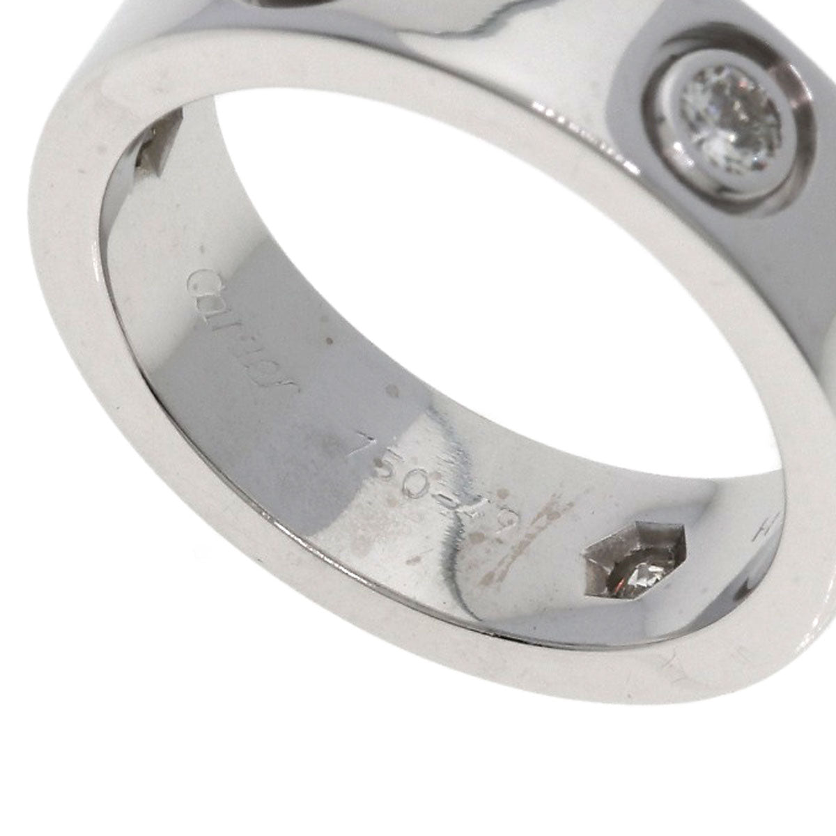 CARTIER love ring half diamond # 49 Ring K18 White Gold Ladies [Used]