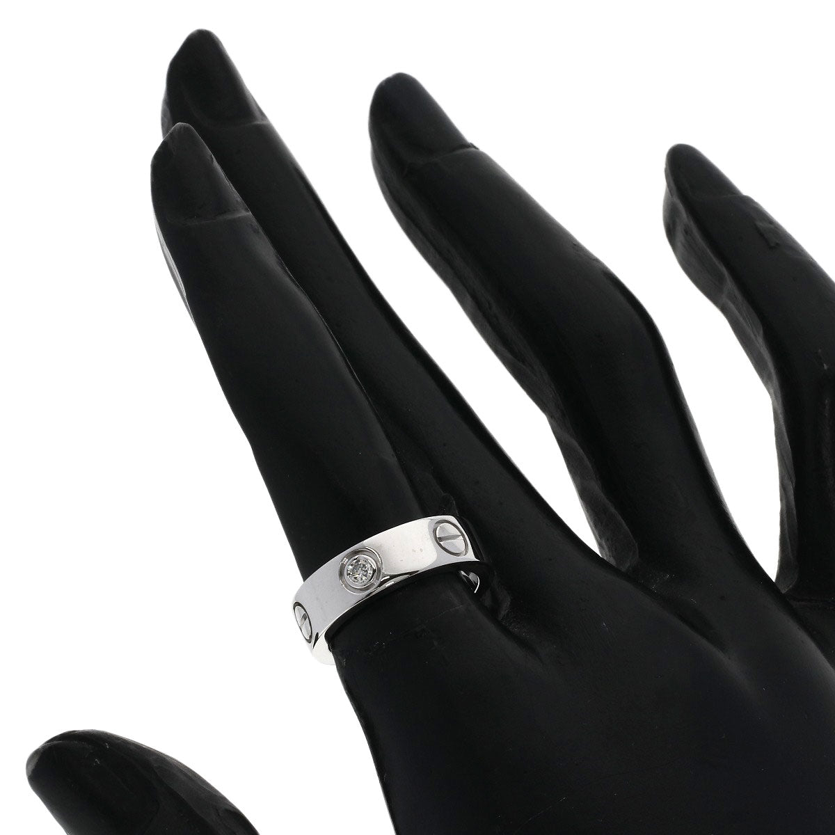 CARTIER love ring half diamond # 49 Ring K18 White Gold Ladies [Used]