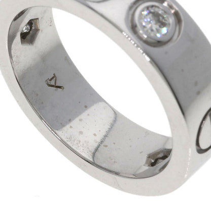CARTIER love ring half diamond # 49 Ring K18 White Gold Ladies [Used]