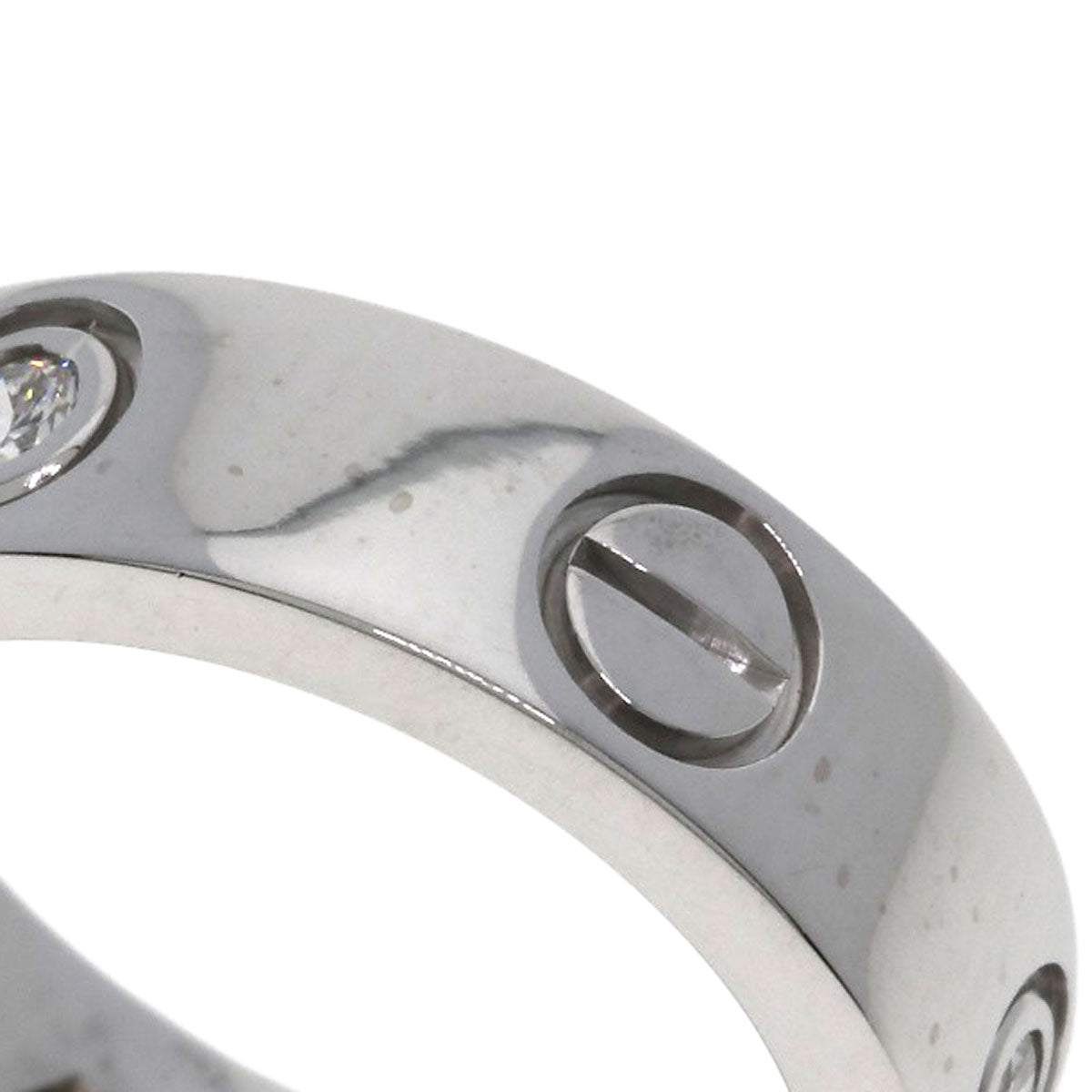 CARTIER love ring half diamond # 49 Ring K18 White Gold Ladies [Used]