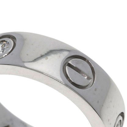 CARTIER love ring half diamond # 49 Ring K18 White Gold Ladies [Used]