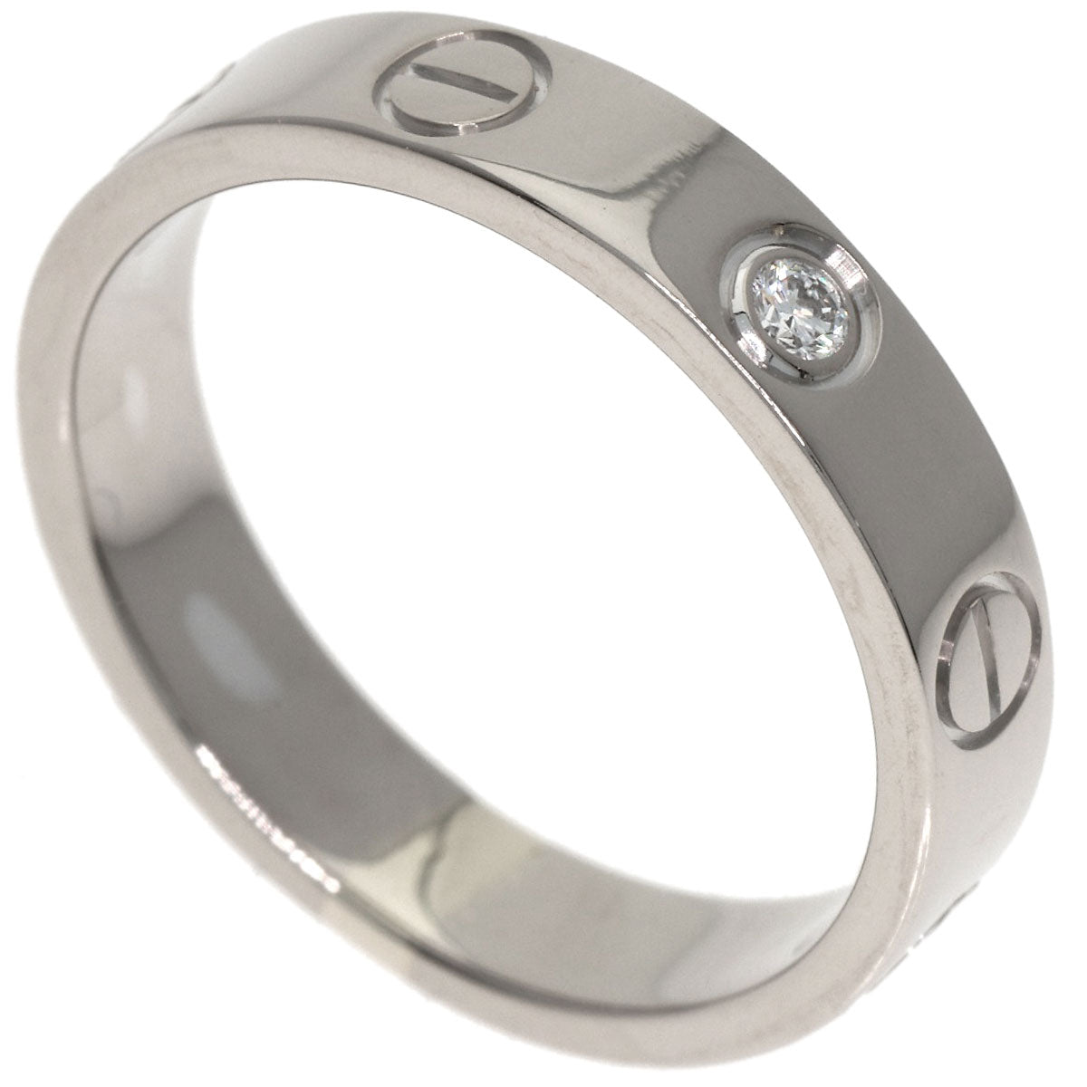 CARTIER mini love ring 1P Diamond Ring K18 White Gold Ladies [Used]