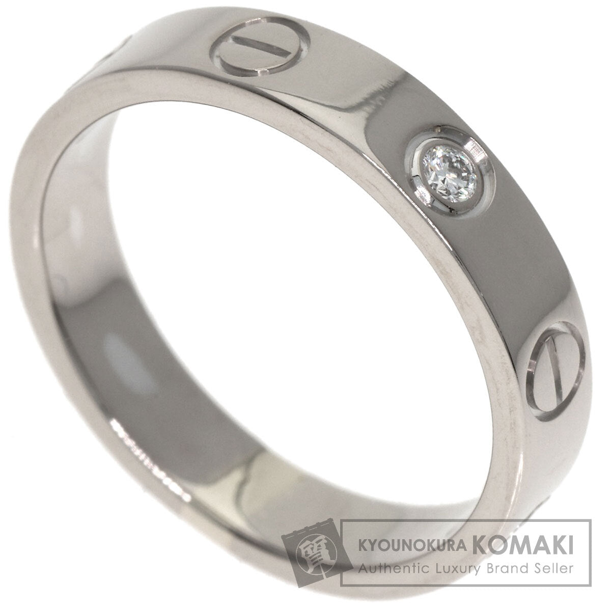 CARTIER mini love ring 1P Diamond Ring K18 White Gold Ladies [Used]