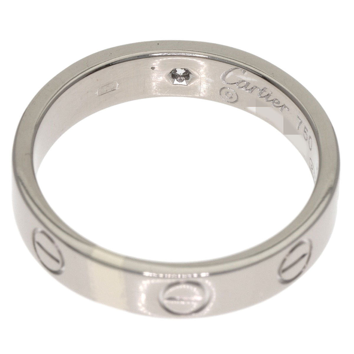 CARTIER mini love ring 1P Diamond Ring K18 White Gold Ladies [Used]